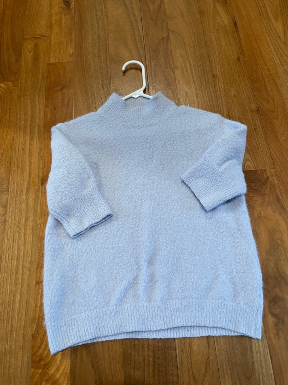 Women's Plush Mock Neck Sweater in Light Blue